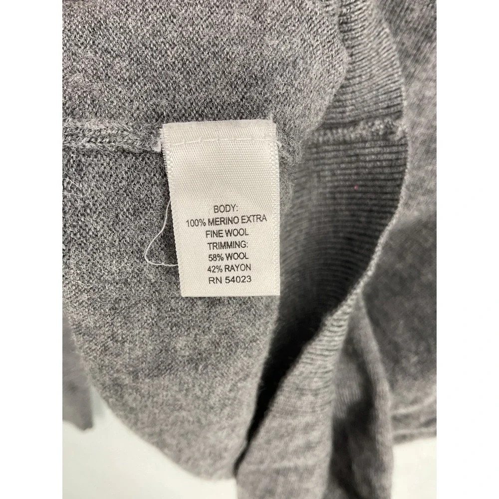 Banana Republic Mens Sweater Gray Extra Fine Merino Wool Quarter Zip Medium